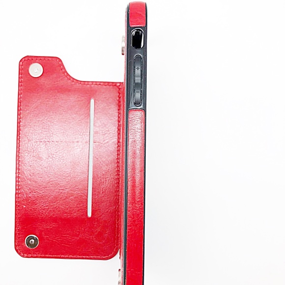 Red Leather IPhone Wallet & Card Holder, Magnetic Clasp & ZAGG Screen Protector - Picture 9 of 10